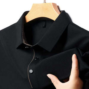 Chemises formelles pour hommes d'été 100% coton à manches courtes élégantes unies à séchage rapide col chemise de golf neuves - Product Image 5