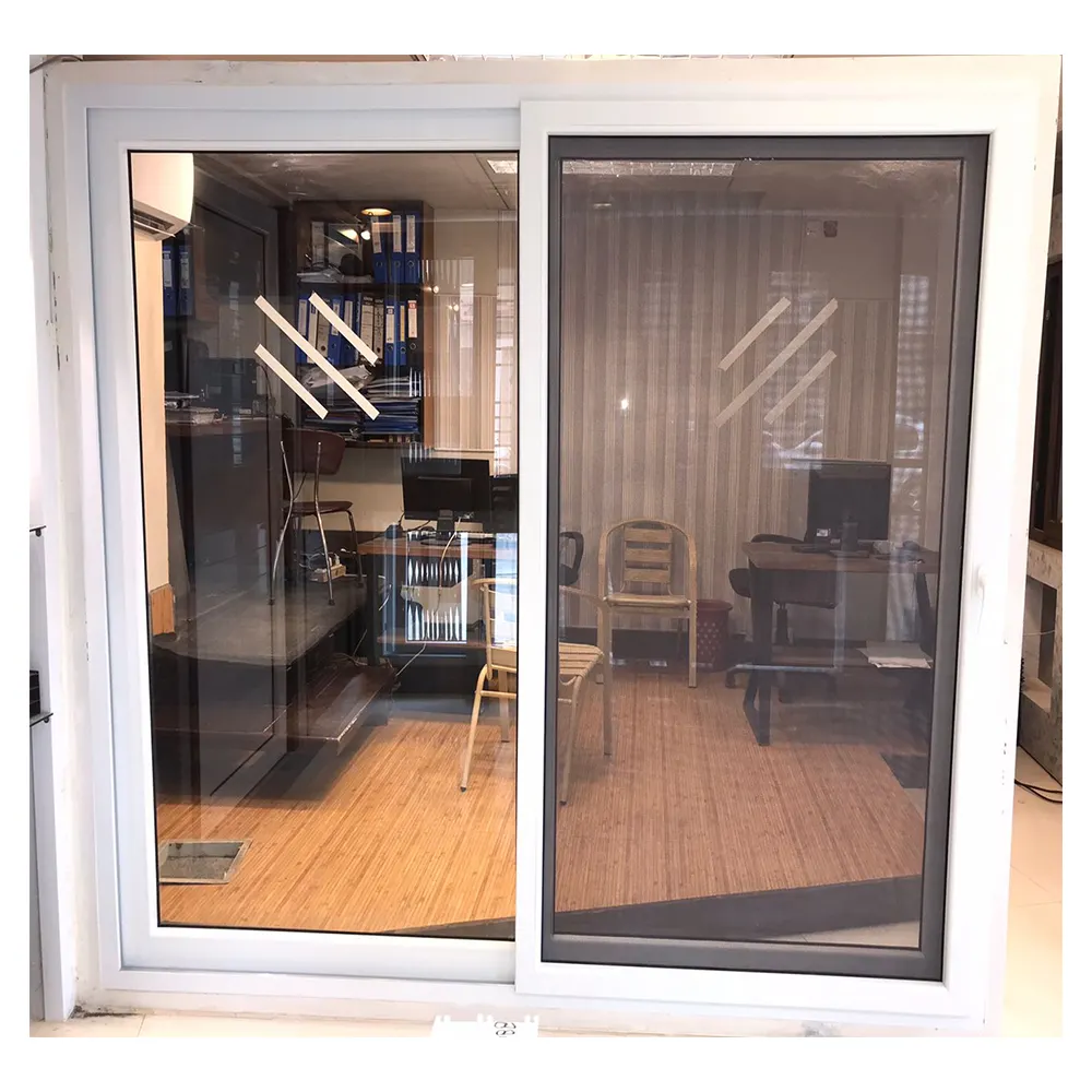 Porta scorrevole uPVC della migliore qualità 3 binari-porta scorrevole bianca 3 finestre scorrevoli in alluminio a binario basso