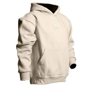 Sudadera con Capucha Beige para Hombre, de Algodón Grueso, con Bolsillo Tipo Canguro, Estilo Casual Urbano - Product Image 3