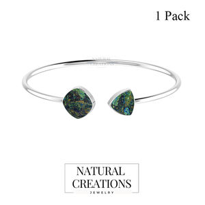 Premium 925 pulsera ajustable de plata esterlina azurita malaquita Semi Trallion y cojín Cab Twister pulsera regalo mujeres - Product Image 2