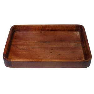 Plateau de service en bois foncé naturel plateau forme ronde petit déjeuner ustensiles de cuisine vaisselle artisanat plateau de service bio plateau - Product Image 6