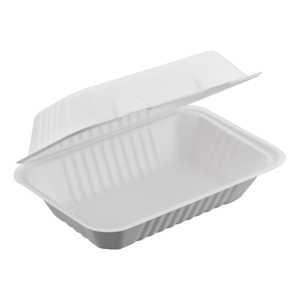 ProTakeOut, Contenedores de Bagazo con Tapa Abatible [9 x 6], Paquete de 250 (125/2) – Libres de PFAS, Blancos, Compostables, Aptos para Microondas y Duraderos - Product Image 1
