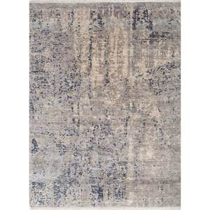 Tapis en laine et soie noué à la main Entropy Blue AKWS-1479, tapis rectangulaire pour couloir et salon, motif patchwork abstrait pour usage domestique - Product Image 1