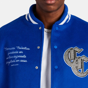 Wholesale New Fashion Blue Varsity Jacket For Men Letterman College Baseball Bomber Warm Jacket Collar Ribbed With Cuffs - Product Image 3