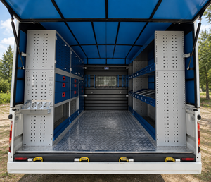 OEM Heavy Duty Van Shelving System with Long Storage Shelves <b>Tool</b> <b>Drawers</b> and Cargo Organization for Commercial Vans - Product Image 1