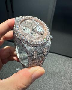 Busto automático Diamante VVS Moissanite Reloj de cuarzo Unisex Iced Out Aleación Banda Esfera de cristal Lujo Hip Hop Joyería - Product Image 2