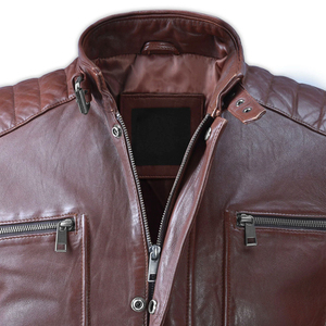 Veste en cuir de moto pour hommes de haute qualité vente en gros nouvelle veste en cuir de bombardier pour hommes à la mode - Product Image 3