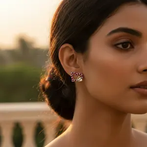 Pendientes de Botón de Plata de Ley 925 con Corazón de Rubí de Moda para Mujer, Diamante con Corte de Pera, Certificado GIA, Chapado en Oro Rosa, Zirconia Cúbica, Regalo - Product Image 1