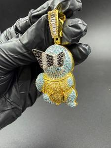 Collar con Colgante de Diamantes de Imitación VVS de Moda, Estilo Hip Hop, con Diamantes de Colores, Chapado en Oro, Plata 925, Diseño de Dibujos Animados - Product Image 5