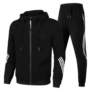 custom men training fitness sports hoodie tracksuit for men gym jogging tracksuit set plain trousers two piece suit