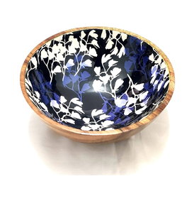 Cuenco de madera para servir comida/Aperitivos con estampado de flores esmaltadas hechas a mano, vajilla con diseño creativo a un precio asequible - Product Image 1