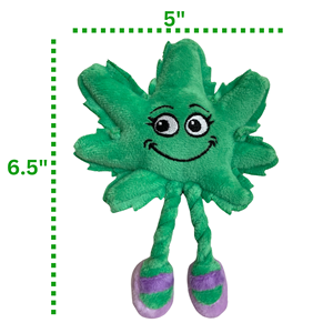Lil' Mary Jane, adorable peluche parodique en forme de feuille de cannabis avec herbe à chat, jouet pour chat et peluche décorative pour étagère, 6 pouces - Product Image 3