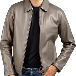 Chaqueta de Cuero Vacuno para Hombre, Transpirable, Ecológica, de Secado Rápido, Cálida para Invierno, Cuello Alto, Estilo Casual, Alta Calidad, Precio Razonable - Product Image 2