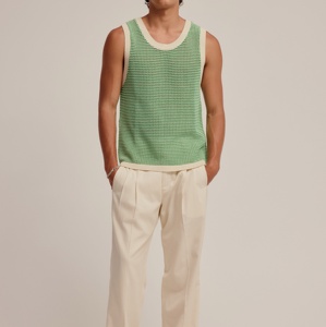 Summer Beach Custom Cotton Hollow High Twist Cotton <span class=keywords><strong>Crochet</strong></span> Loose Sleeveless Top Knitted Vest Men's Sweater - Product Image 3