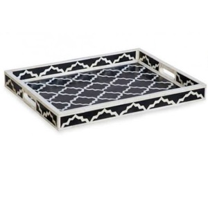 Nueva Bandeja de Madera de Diseño con Acabado de Incrustaciones de Hueso, Estilo Único, Bandeja para Servir Dulces, Pasteles, Café o Té - Product Image 3