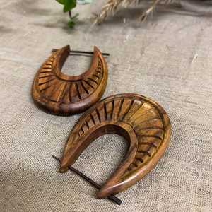 Wedding party <b>Gift</b> <b>Use</b> Women Wood Earring Low Price Natural Wooden Earrings Big Circle Styles for Women Girls Latest Design - Product Image 5