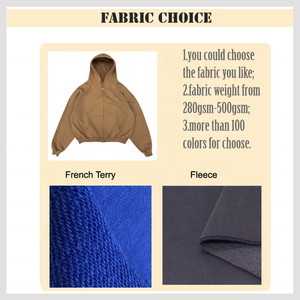 100% Cotton Fleece Heavyweight Custom Zip Hoodie High Quality French Terry Oversized Drop Shoulder Cropped Custom Zip up Hoodie - Product Image 5