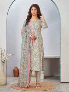 Lightweight Trendy 3-Piece Cotton Men's Formal <b>Kurti</b> with Flower Print Quick Dry for Formal and Casual Occasions - Product Image 5