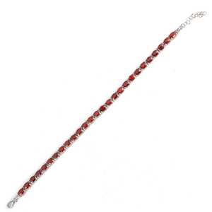 925 Sterling Silver Tennis <b>Bracelet</b> with Small Oval <b>Ruby</b> Stone 18K Gold Religious Charm for Gift - Product Image 3