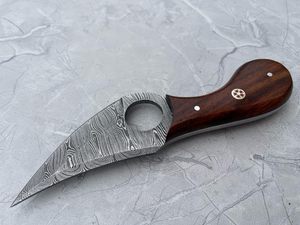 Couteau de chasse de survie en acier damas fait à la main avec gaine en cuir OEM pris en charge pour la chasse Camping en plein air - Product Image 2