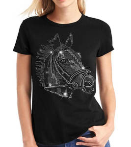 Meilleure vente article 2024 femmes vêtements vêtements strass chemises plaine surdimensionné t-shirts femme grande taille 100 coton t-shirt - Product Image 1