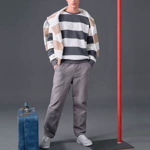 Striper Design surdimensionné hommes sweat lourd col rond sweats en coton personnalisé élégant Streetwear sweat chaud - Product Image 3