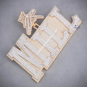 Personnalisé 925 Sterling Silver Bail Design Lettre Pendentif Moissanite Diamant Exquis Fine Rhodium Charms pour Hommes pour les Fêtes - Product Image 2