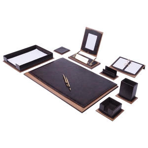 De luxe 11 Pcs En Cuir et En Bois Bureau Ensemble avec Unique Document Plateau Bureau Accessoires de Bureau Organisateur Bureau Accessoires de Bureau Pad - Product Image 1