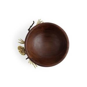 Bol de service en bois pour aliments et fruits Bol de service au chocolat de forme ronde de qualité supérieure Meilleur design Bols de service en bois luxueux - Product Image 3