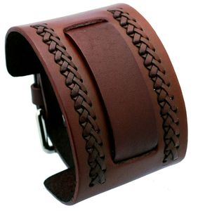 Mode large en cuir véritable noir marron Punk Bracelet pour hommes femmes manchette réglable femmes Vintage Bracelets & Bracelet Bracelet - Product Image 4