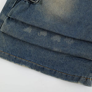 Fabricants de vêtements pakistanais Short en jean personnalisé ample avec poches délavées pour hommes Long short en maille denim cargo - Product Image 4
