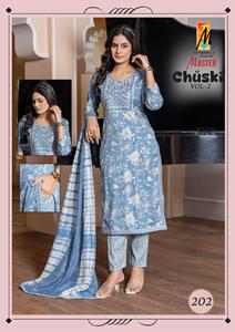 Capsule lourde de travail de broderie de concepteur indien imprimé haut bas avec l'exportation de Chanderi Dupatta par Maruti Fashion - Product Image 4