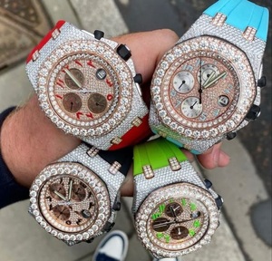 Cronógrafo de lujo para hombre Moissanite Diamond Watch Hip Hop Estilo de moda clásico Correa de acero inoxidable Cuarzo de alta calidad - Product Image 3