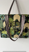 Sac fourre-tout en coton matelassé brodé fait main style bohème pour femme, avec fermeture ouverte/à glissière, sac à bandoulière, sac de voyage week-end grande taille, couleur unie