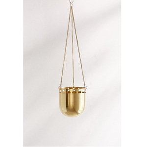 Elegant <b>Large</b> Metal Hanging <b>Planter</b> with Gold Silver Finish Design Nursery Balcony Wall Shelf Decorative Flower Pots Planting - Product Image 2