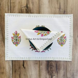 Set de table et serviette imprimés à la main - Achetez des sets de table imprimés personnalisés, des nappes peintes à la main, des sets de table et serviettes en stock imprimés à la main - Product Image 2