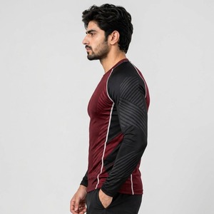 Comfortable Athletic Fit Breathable Construction Moisture Wicking <b>Men</b> <b>Rash</b> <b>Guard</b> Made With Stretchable Polyester Fabric - Product Image 4