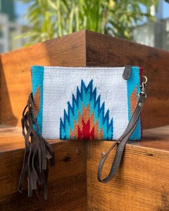 Real Handmade Aztec Tooled <b>Leather</b> Clutch Stylish Women Saddle Blanket Fringe Wallet High Quality Tooled <b>Leather</b> Wristlet Clutch - Product Image 5