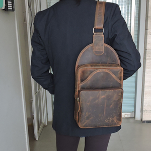 Customized Genuine <b>Leather</b> Vintage Style Classic <b>Men</b> Cross Body Sling <b>Bag</b> Casual Chest <b>Bag</b> Personalized Specious Shoulder <b>Bag</b> - Product Image 4