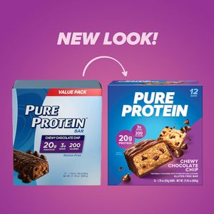 Pure Protein Chewy Chocolate Chip Protein <b>Bars</b> – 20g Protein, 3g Sugar, 190 Calories (12 count) - Product Image 5