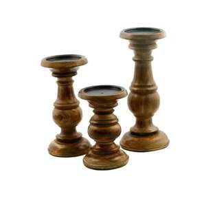 เชิงเทียนไม้ทรงสูงทำจากไม้โบราณแกะสลักแบบดั้งเดิมที่วางเทียน - Product Image 3