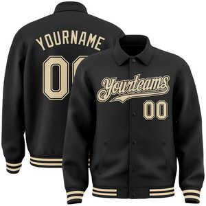 Bomber noir personnalisé Full-Snap Varsity Letterman deux tons veste fabricant société uniformes de sport pour la saison d'automne - Product Image 1