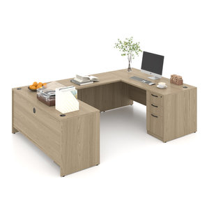 New Title U-Shaped Executive Desk 100.4" Lockable Metal Frame Computer Workstation for Bedroom - Product Image 3