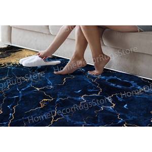 Tapis imprimé marbre bleu marine, design moderne, cadeau pour lui, tapis gobelin - Product Image 3