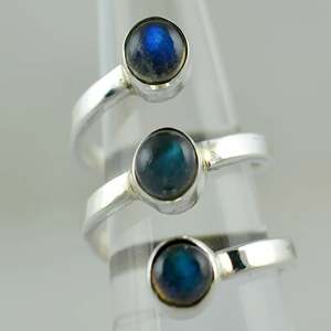 Handmade Boho 925 Sterling Silver <b>Ring</b> with <b>Labradorite</b> November Birthstone Inlay Round Shape-Perfect Gift for Her Birthday - Product Image 5