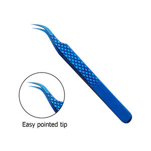 Pince à cils en acier inoxydable, poignée diamant, volume professionnel, haute qualité, antistatique, précision, bleu, extension de cils artificiels - Product Image 2