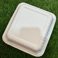 Conteneur alimentaire en bagasse de canne à sucre, type clamshell, 9x6 pouces, compostable, jetable, boîte à emporter