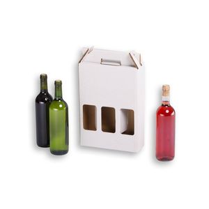 Self-Assembly White Cardboard Gift <b>Box</b> for 3 Bordeaux/Burgundy Wine Bottles No Ribbon Required-for <b>Presenting</b> Handmade Gifts - Product Image 1
