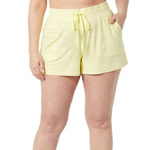 Shorts Deportivos Casuales Transpirables para Yoga, Gimnasio, Fitness, Diseño Sólido, Cintura Media, Bolsillos Elásticos, 100% Algodón - Product Image 4