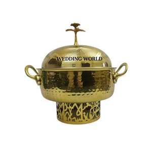Calentador de alimentos de acero inoxidable, hecha a mano cazuela de calidad superior, vajilla de forma redonda, olla caliente de Metal de lujo - Product Image 5